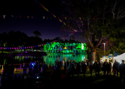 Light show on the benalla mural celebrating the diwali festivities