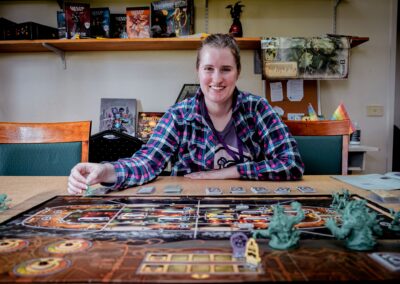 lady playing boardgames